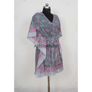 ชุดเดรสคาฟทันทรงเข้ารูป คอวี ลายดอกไม้สไตล์วินเทจ โรแมนติก สำหรับผู้หญิง ทำด้วยมือ ผ้าฝ้าย 100% แขนสั้น แต่งระบายพู่ห้อย เป็นมิตรต่อสิ่งแวดล้อม - Product Image 6