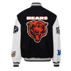 เสื้อแจ็คเก็ตหนังสีดำแบบ Varsity - สตรีทแวร์ เป็นมิตรกับสิ่งแวดล้อมและกันลม - Product Image 2