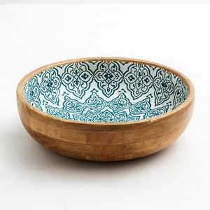 Bol à salade en bois Blue Ocean, hybride, artisanal, en bois d'olivier, pour servir les fruits, vaisselle moderne de qualité supérieure pour le camping - Product Image 5