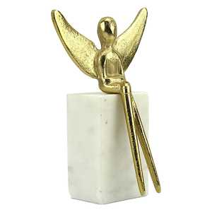 Jaffs Exports JE2085 Golden Angel Figurine Sculpture Aluminium Base Contemporary Decor Artistic Handmade Eco-Friendly Living - Product Image 2