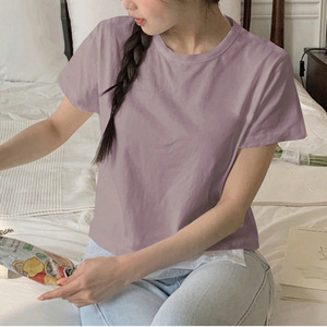 เสื้อครอปท็อปสีลาเวนเดอร์พิมพ์ลายพัฟฟ์แบบสั่งทำพิเศษ ปี 2026 แขนสั้น ทรงปกติ เสื้อผู้หญิง ใส่ได้ทุกฤดู ผ้าฝ้ายถัก สไตล์ลำลอง เรียบหรู ดีไซน์ DTF - Product Image 5