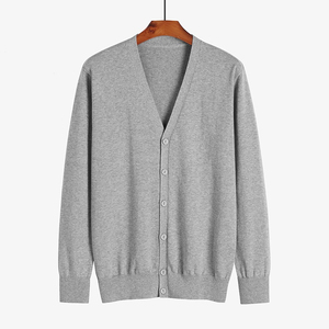 Cárdigan de Punto Azul Marino para Hombre, Manga Larga, Color Sólido, Cierre de Botones, Estilo Otoñal, Corte Regular - Product Image 2
