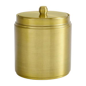 Sleek Brushed Metal <b>Gold</b> <b>Ice</b> <b>Bucket</b> Features A Minimalist Cylindrical Silhouette Accent Groove Detail And A Matching Lid Knob - Product Image 2