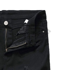 Pantalones Cortos de Mezclilla Negros Rotos para Hombre, Estilo Biker, Desgastados, Ajustados, de Algodón, Fabricados a Medida - Product Image 5