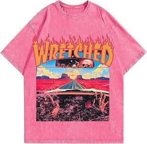 T-shirts amples à manches longues pour hommes, effet délavé, vintage, 100% coton, poids lourd, coupe ample, style hip-hop - Product Image 1