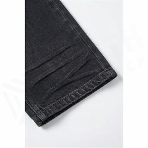 Jean en denim coupe droite délavé foncé pour homme, taille mi-haute, coupe classique, en coton, style décontracté, pantalon d'automne - Product Image 6