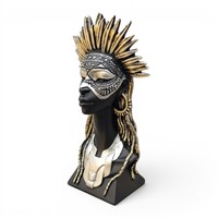 Sculpture de buste de femme africaine, art tribal moderne, figurine en polyrésine, objet décoratif de table pour la décoration de la maison et du bureau