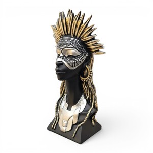 Escultura de Busto de Dama Africana, Arte Tribal Moderno, Figura de Poliresina, Adorno Decorativo para Mesa, para Decoración del Hogar u Oficina - Product Image 3