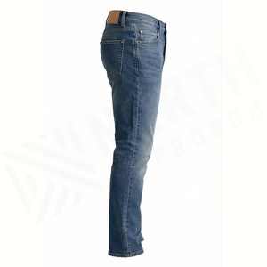 Jean en denim délavé coupe droite slim pour homme, taille haute, en coton, style décontracté automne - Product Image 3