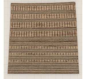 Alfombra de Lana Anudada a Mano de Color Marrón Rústico, Alfombra Tribal a Rayas en Tonos Tierra, Diseño Tribal Moderno - Product Image 2