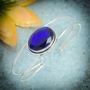 Exquisite Tanzanite Gemstone 925 Sterling <b>Silver</b> Handmade <b>Silver</b> Adjustable <b>Cuff</b> Jewelry Gift for Her - Product Image 1