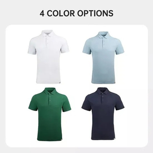 เสื้อโปโลผู้ชายทรงเข้ารูป สีเขียวล้วน แขนสั้น ผ้าถักลำลอง ความยาวปกติ - Product Image 2