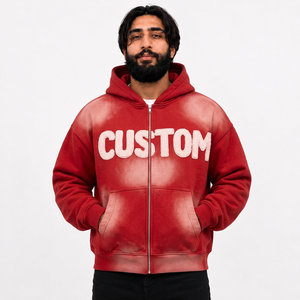 Fournisseur de sweats à capuche pour hommes en coton molletonné, coupe oversize, style streetwear, marque privée, commandes en gros pour acheteurs américains - Product Image 1