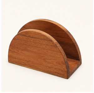 Porta Servilletas de Madera de Acacia Hecho a Mano con Incrustaciones Florales Blancas, Soporte Decorativo de Madera para Servilletas, para Mesa de Comedor, Decoración de Cocina - Product Image 2