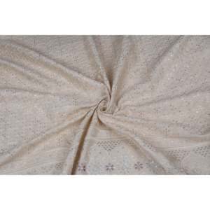 Tissu satiné semi-soie brodé pêche pour mariage, largeur 58 pouces, travail de broderie à la paillette TFAB SEMI SILK EMB07 114 - Product Image 4