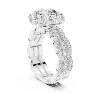 Bague Halo en Argent 925 avec Diamant Rond de Laboratoire de 1,50 CTW et Accents Pavés EF de 1,29 CTW pour des Engagements Élégants - Product Image 3