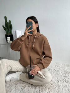 Hoodie d'hiver pour femme de haute qualité, personnalisé, coupe oversize à épaules tombantes, brodé, avec poignets côtelés et cordon de serrage, vente en gros - Product Image 3
