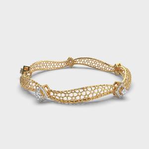 Brazalete de Lujo con Diseño de Rejilla en Oro Amarillo/Blanco/Rosa 9K, Diamantes Cultivados en Laboratorio, Chapado en Rodio, para Mujer, OEM - Product Image 1