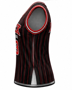 INDEX Camiseta de baloncesto negra para hombre, sin mangas, cuello redondo, malla transpirable, a rayas, número 23 - Product Image 6