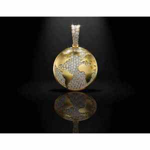 Luxury Necklace 10K 14K Gold Iced Out World <b>Map</b> Pendant Moissanite Hip Hop Charm Gold Globe Bling Pendant Statement - Product Image 3
