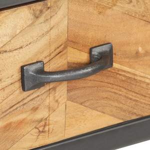 Table console en bois naturel avec accents en acier gris - Product Image 4