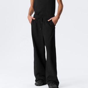 Pantalon de survêtement polaire zippé taille haute pour homme, coupe droite unie, décontracté, pour le sport, la course et le fitness, avec taille élastique - Product Image 2