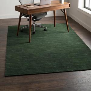 Luxury Solid Dark Green Hand Knotted Wool Area Rug Classic Floral Pattern Textured Design Living Room <b>Bedroom</b> - Product Image 3