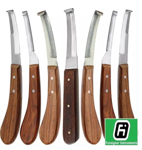 Left Handed Hoof Knife for Farriers with Double <b>Edges</b> Wooden Handle Reusable Farrier <b>Tools</b> - Product Image 4