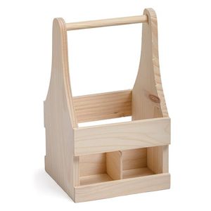 Plateau de rangement rectangulaire en bois avec 3 compartiments métalliques et poignée pour l'organisation des articles divers du salon, porte-couverts - Product Image 3