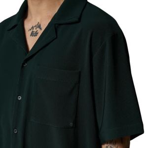 Men Rib <b>Button</b> Through <b>Shirt</b> Short Sleeve Casual Summer Top Relaxed Fit Lightweight Breathable OEM Wholesale Supply - Product Image 4