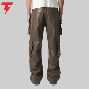 <b>Men</b> Genuine <b>Leather</b> High Button Fly Waterproof Breathable Modern Fit Casual <b>Leather</b> <b>Pants</b> Comfortable Durable Stylish Fashion - Product Image 3