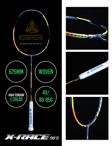 Raquettes de badminton 4U entièrement en fibre de carbone 35LBS 84g ESPER Factory Poignée en PU - Product Image 2