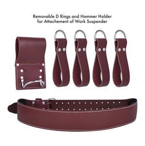 Adjustable Brown Leather Waist Bag with Roller Buckle Cooling Mesh Padding Waterproof High-Capacity Fits up to 46 Inch Waist - Product Image 2