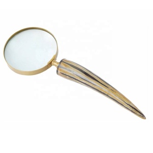 Loupe de vente chaude avec poignée en corne en finition nickel Table loupe décorative livres lecteur de journaux loupe - Product Image 4
