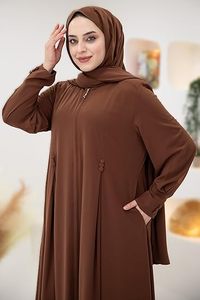 Wholesale Popular Trendy Brown Kaftan for Women Breathable Abayas for Women Long Dress Khimar <b>Islamic</b> Clothing Jilbab Long Dress - Product Image 5