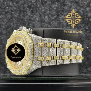 Montre mécanique Iced avec cadran bicolore, bracelet chronographe, montre-bracelet de luxe, bijoux de mode - Product Image 4