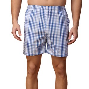 Shorts en coton à carreaux bleus et blancs pour hommes, taille élastique, décontractés, respirants, en tissu Oxford, longueur courte - Product Image 1