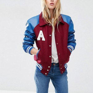 Custom Winter Luxury Women's Cropped College Jacket Chenille Embroidery Letterman Wool <b>Quilted</b> Cotton Varsity Stylish Breathable - Product Image 3