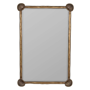 Miroir mural en bois de style campagnard français, rectangulaire, décoratif, avec cadre doré arqué, pour la maison, les hôtels, la salle de bain, décoration de miroir - Product Image 3