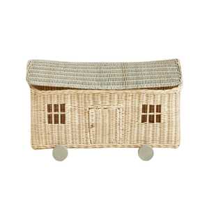 Panier de rangement en rotin tressé avec couvercle pour chambre de bébé, panier en rotin pour enfants, mobilier de chambre d'enfant - Product Image 1