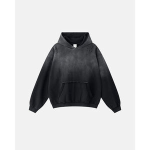 Sudadera con capucha estilo urbano de alta costura OEM, corte cropped y holgado, con efecto vintage, degradado y desgastado, Colección Otoño 2026 - Product Image 3