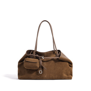 Bolso Tote de Gamuza para Mujer, con Cierre de Cordón, Estilo Minimalista, Color Rojo - Product Image 6