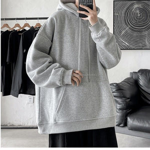 Sudadera con Capucha de Algodón Puro para Hombre, Capa Base Otoño Invierno, Moderna, Simple, Manga Larga, Color Sólido, Cómoda - Product Image 3