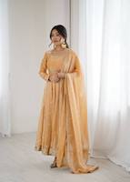 Set Abito Premium Fendy in Seta con Lavorazione a Codifica Sequenziale, Interno in Micro Cotone, Vita Elastica, Salwar Dupatta, Abbigliamento Etnico Reversibile per Feste