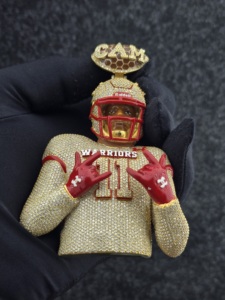 S925 Cartoon Football Player Pendant 24K Gold Plated Moissanite Freshwater Pearl <b>Charm</b> Warriors Theme Luxury Jewelry Gift Unisex - Product Image 5
