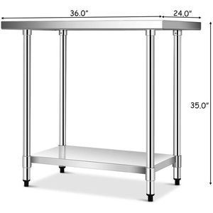 Tavolo da Lavoro Commerciale in Acciaio Inox 24 X 36 Pollici, Postazione di Lavoro Autoportante - Product Image 4