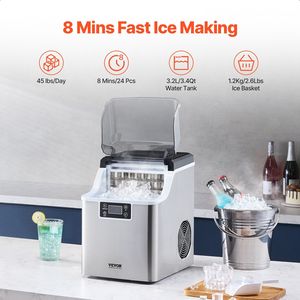 Máquina de Hielo Portátil de Sobremesa con Función de Autolimpieza, 24 Cubos en 15 Minutos, 45 Libras en 24 Horas, Incluye Cesta para Hielo y Pala - Product Image 2