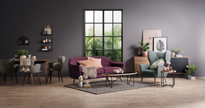 Nordic Light Gray <b>Upholstered</b> Dining <b>Chair</b> with High Curved Backrest and Armrest for Home and Office - Product Image 6