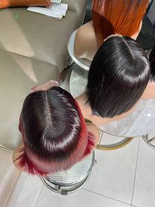 วิกผมบ๊อบ 10 นิ้ว สีเบอร์กันดี พร้อมเชือกผูกปิดผม 5x5 แบบไม่ต้องใช้กาว  ลูกไม้โปร่งใส  ผมแท้ 100% - Product Image 4
