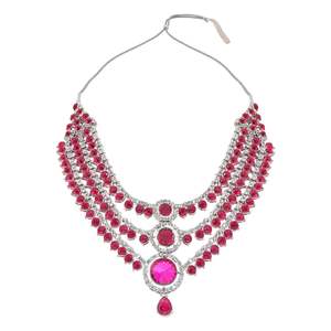 Boucles d'oreilles collier en pierre ronde multicouche traditionnelle plaquée argent pour femme Maang Tikka Set-Fine Jewelry IJ409ZQ - Product Image 4